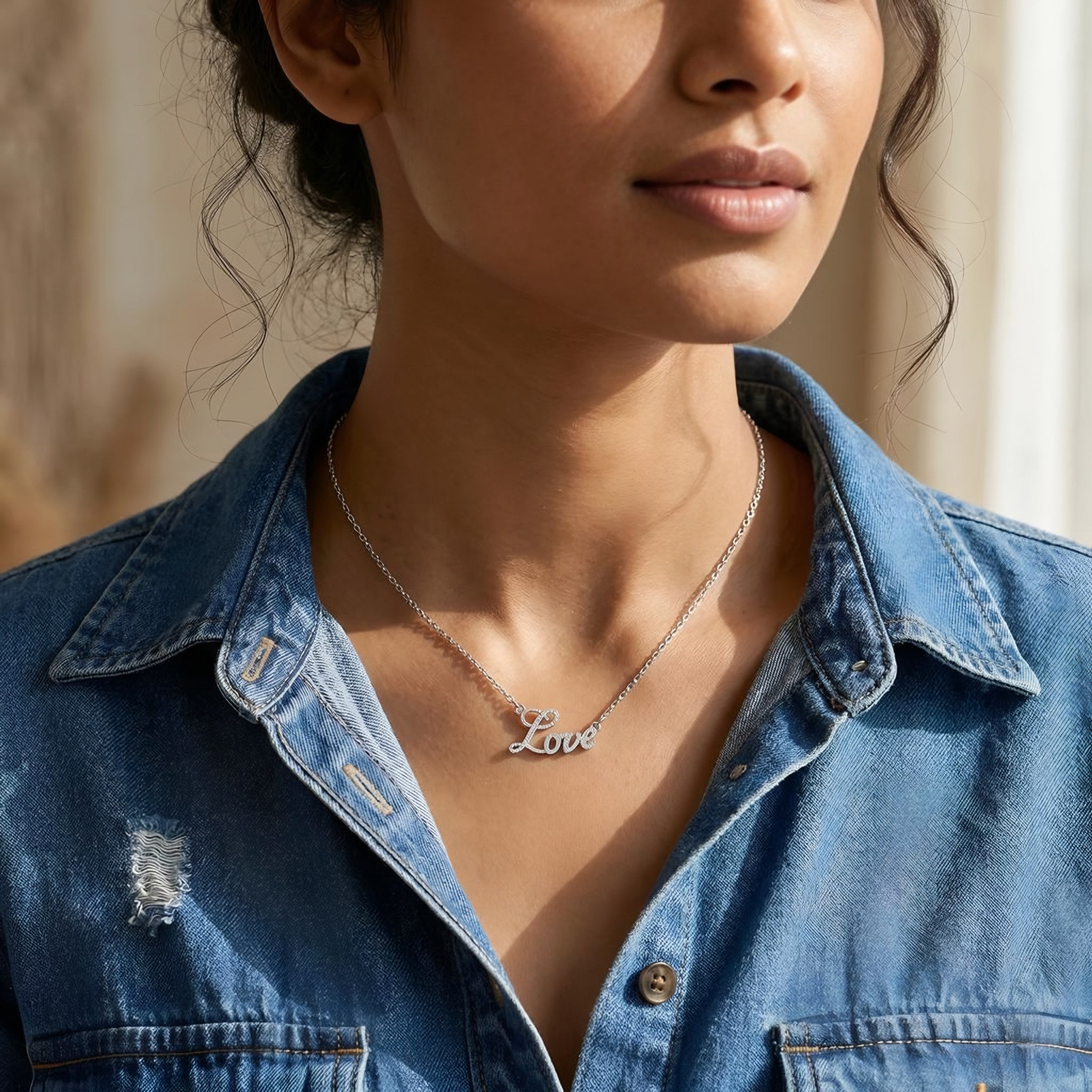 Diamond Love Script Pendant Secondary image