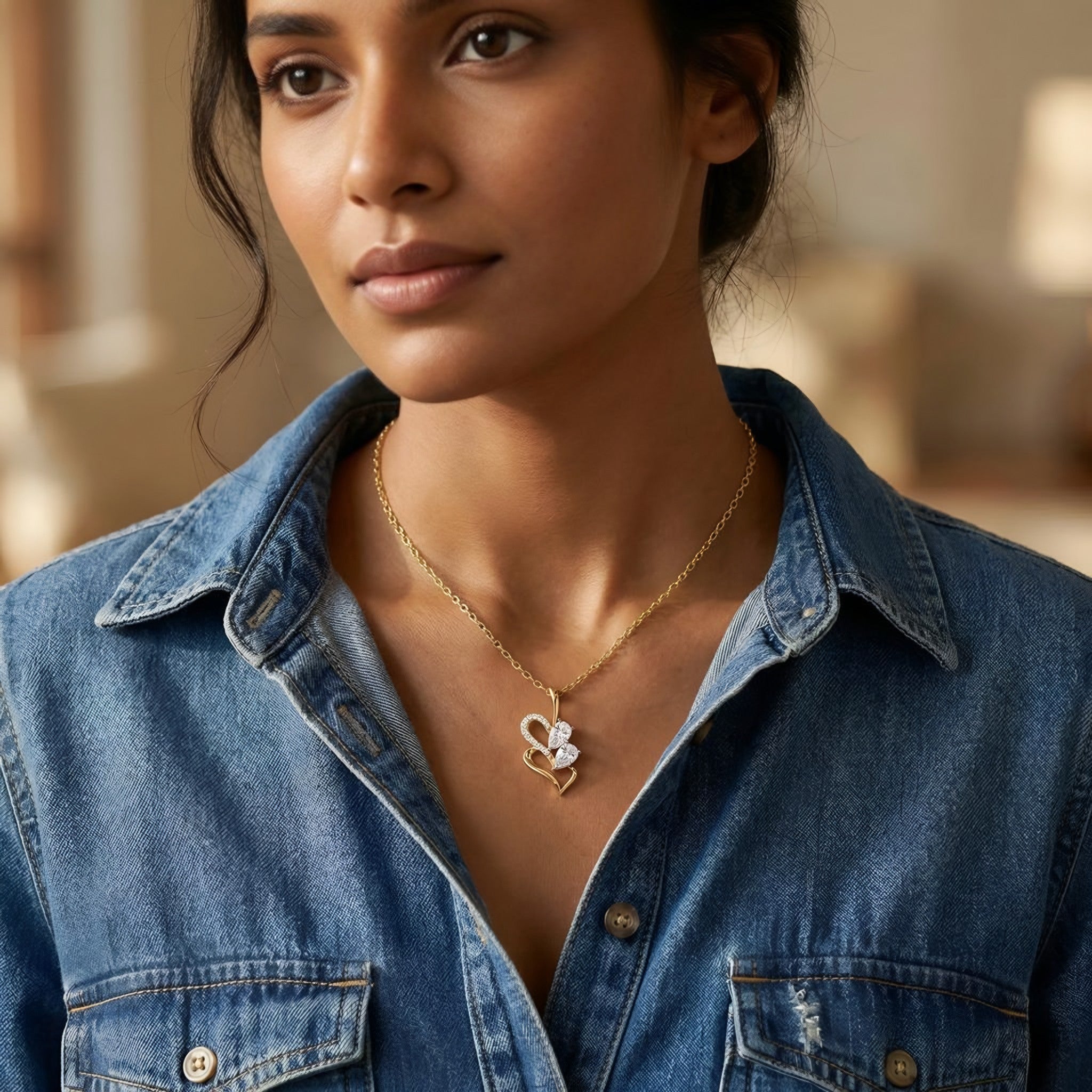 Twin Heart Diamond Pendant