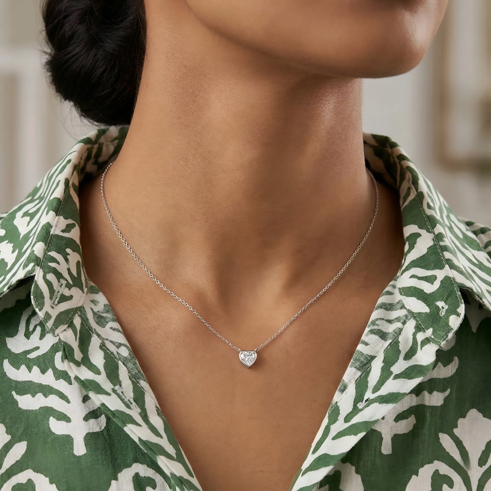 Solitaire Bezel Heart Diamond Pendant