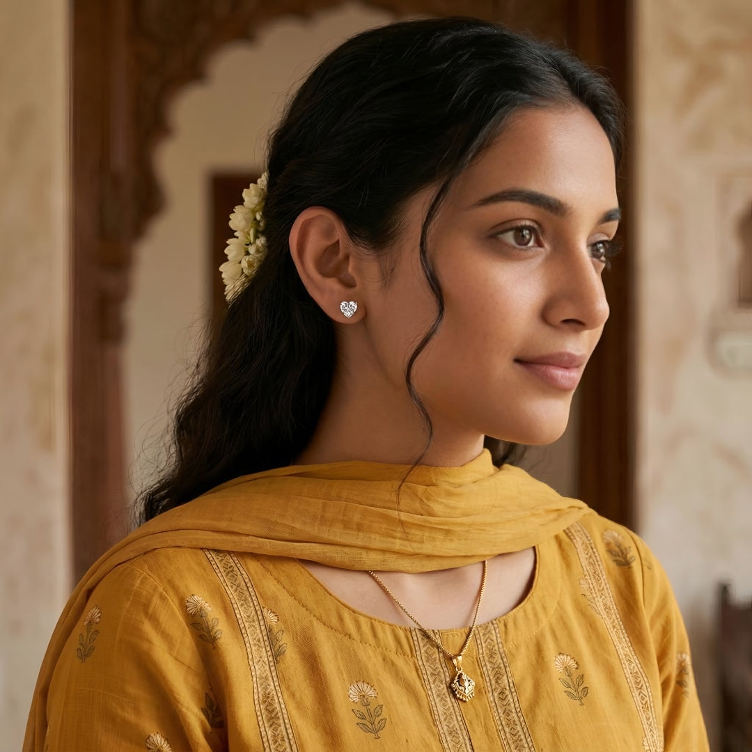 Solitaire Heart Spark Forever Studs Secondary image