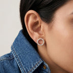 Spark Diamond Circle Stud Earrings
