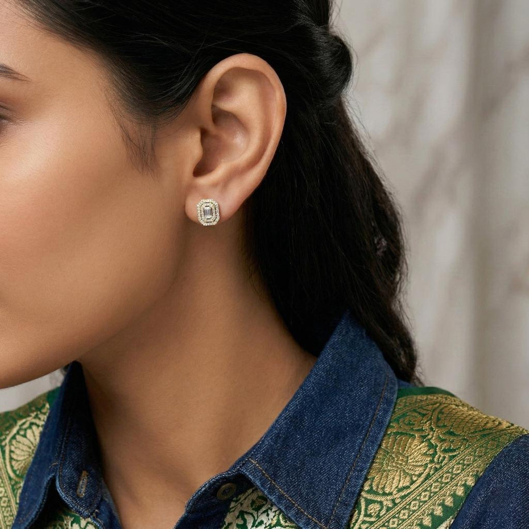 Regalia Emerald Halo Stud Earrings