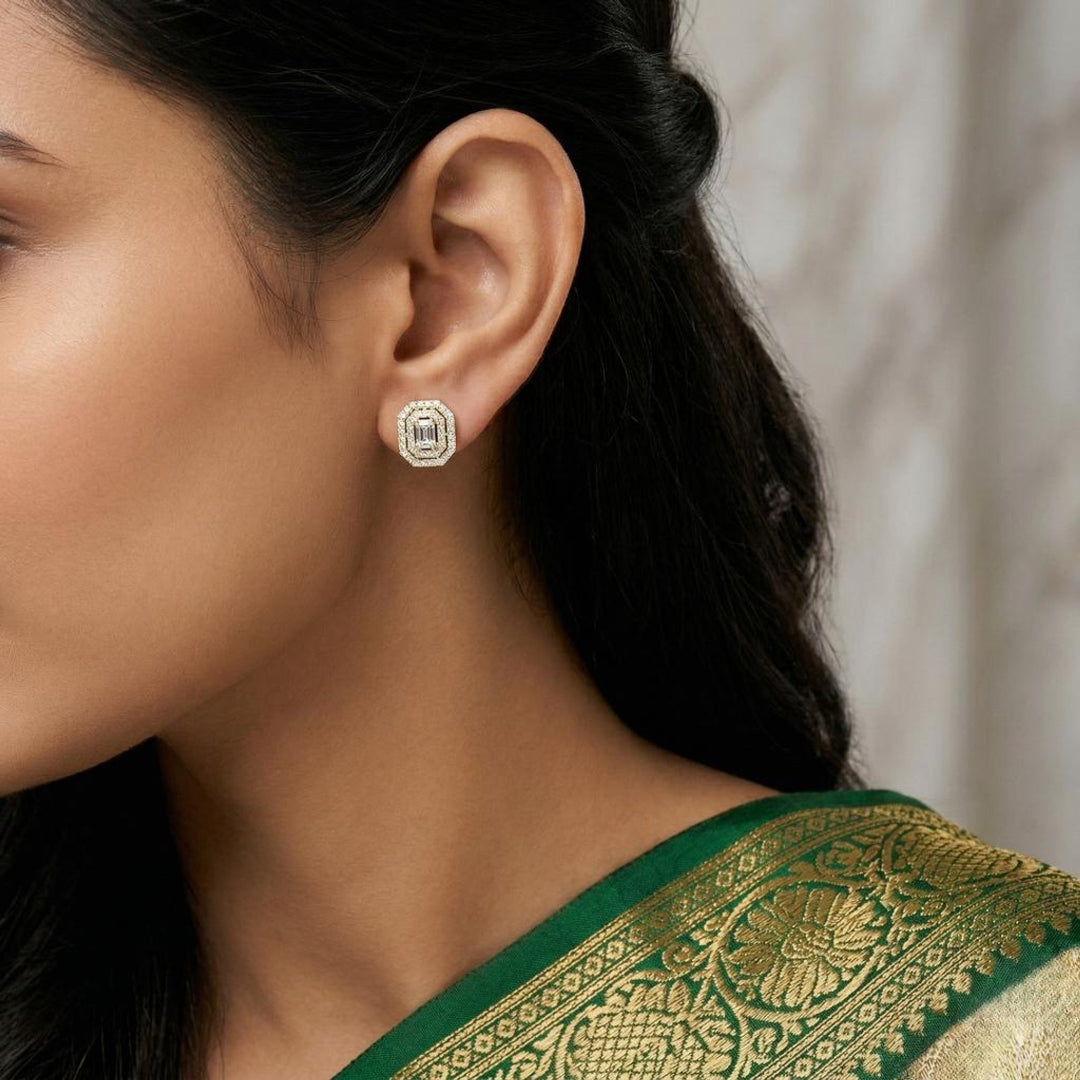 Regalia Emerald Halo Stud Earrings