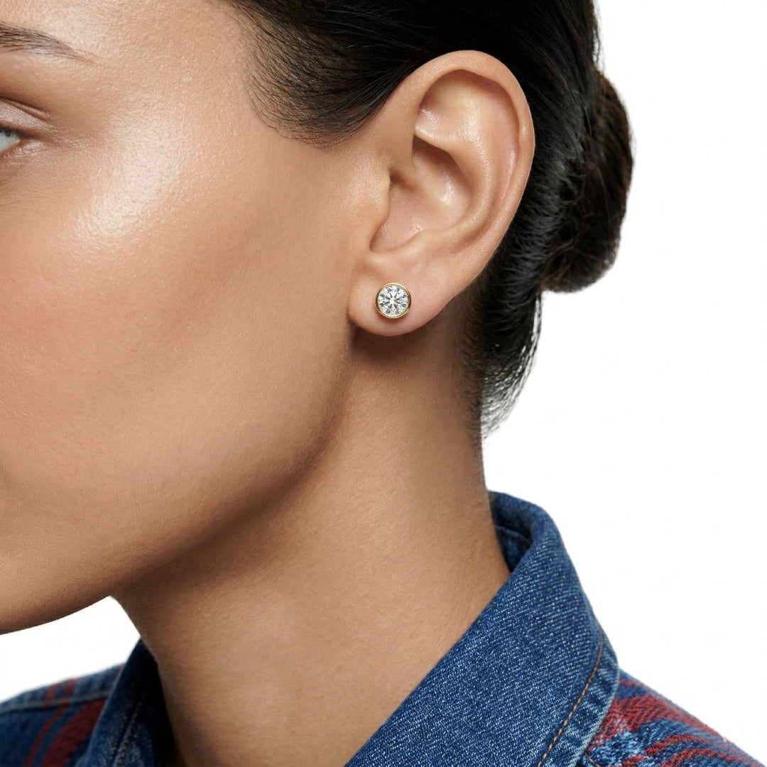 Solitaire Round Bazel Studs