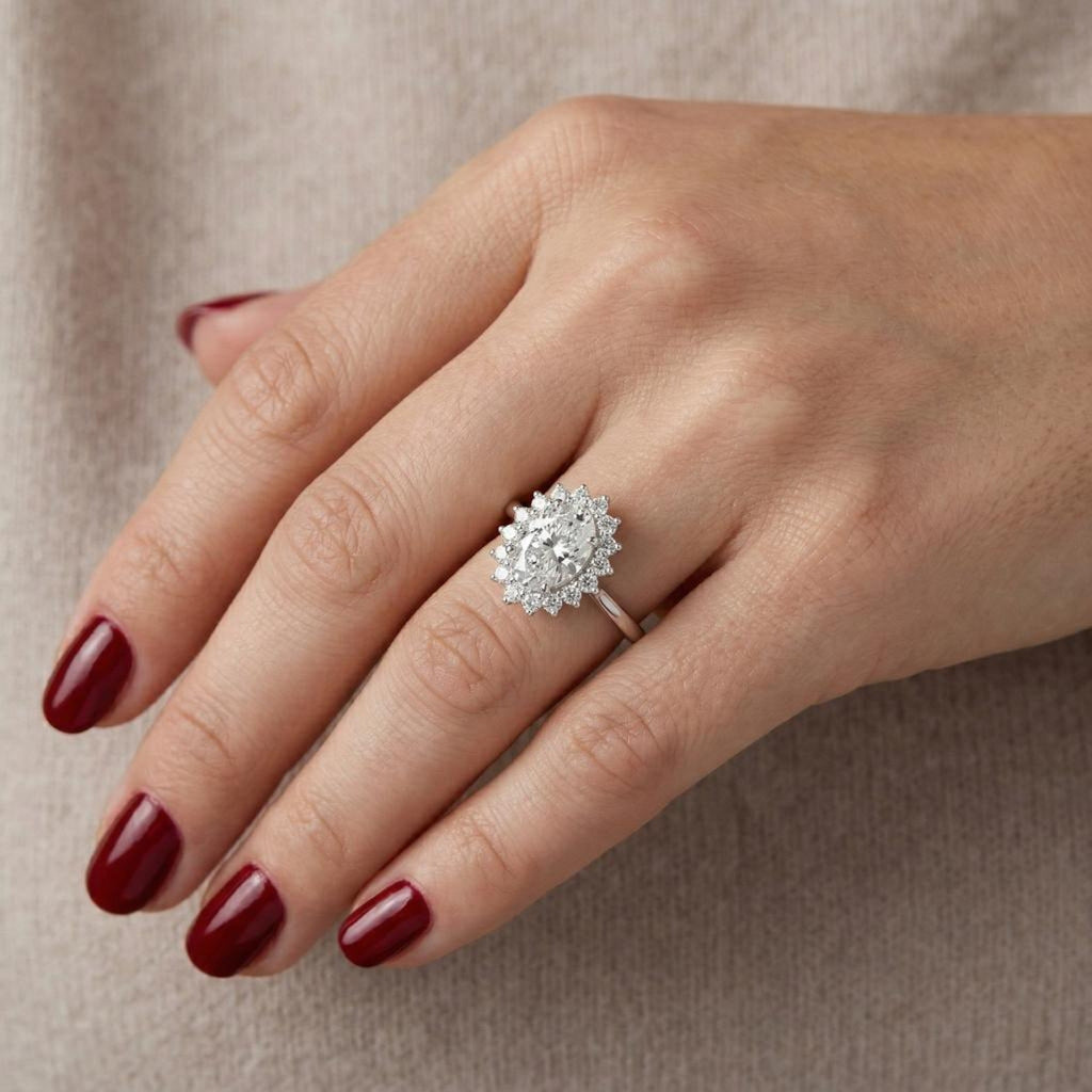 Solitaire Oval Halo Ring Secondary image