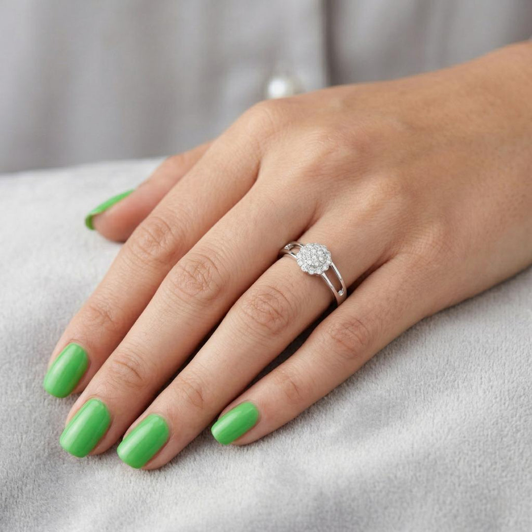 Cross Band Floral Spark Ring