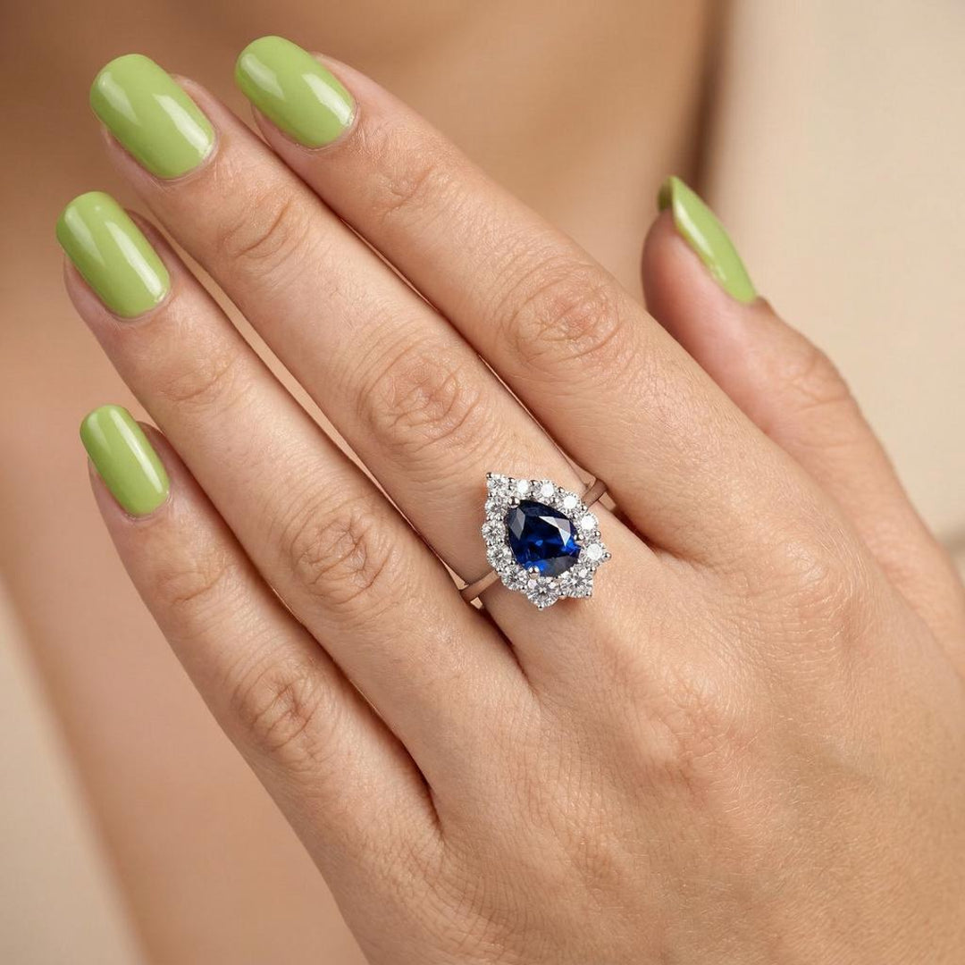 Sapphire Empress Halo Ring Main image