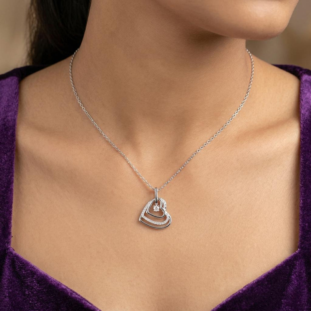 Luxes Double Heart Diamond Pendant Secondary image