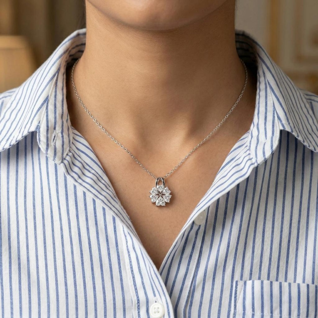 Floral Heart Diamond Pendant Secondary image
