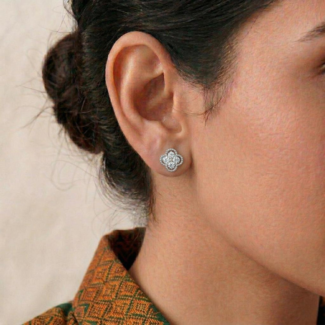 Clover Diamond Stud Earrings Secondary image