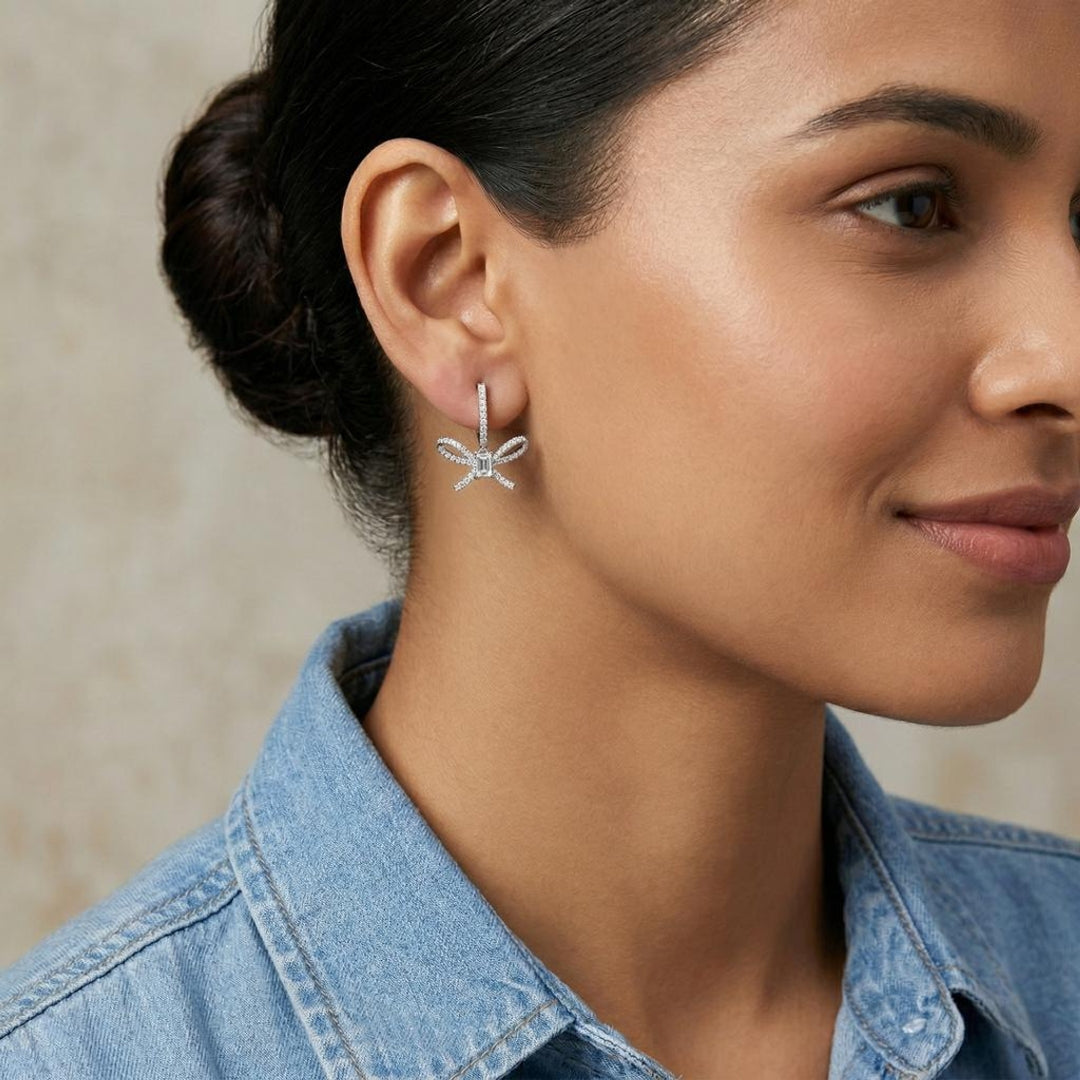 Celeste Ribbon Diamond Hoops