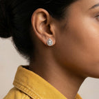 Solitaire Pear Halo Diamond Stud Earrings