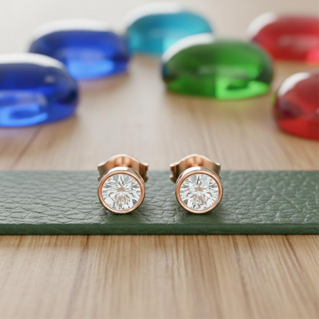 Solitaire Round Bazel Studs