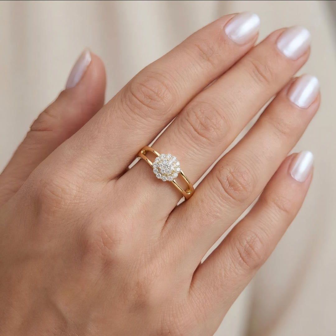 Cross Band Floral Spark Ring Secondary image