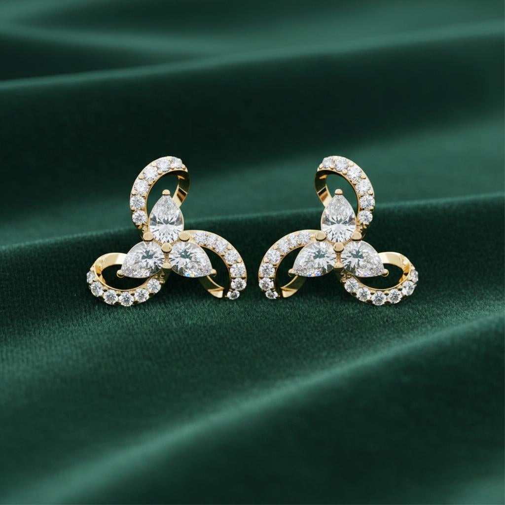 Trinity Pear Diamond Studs