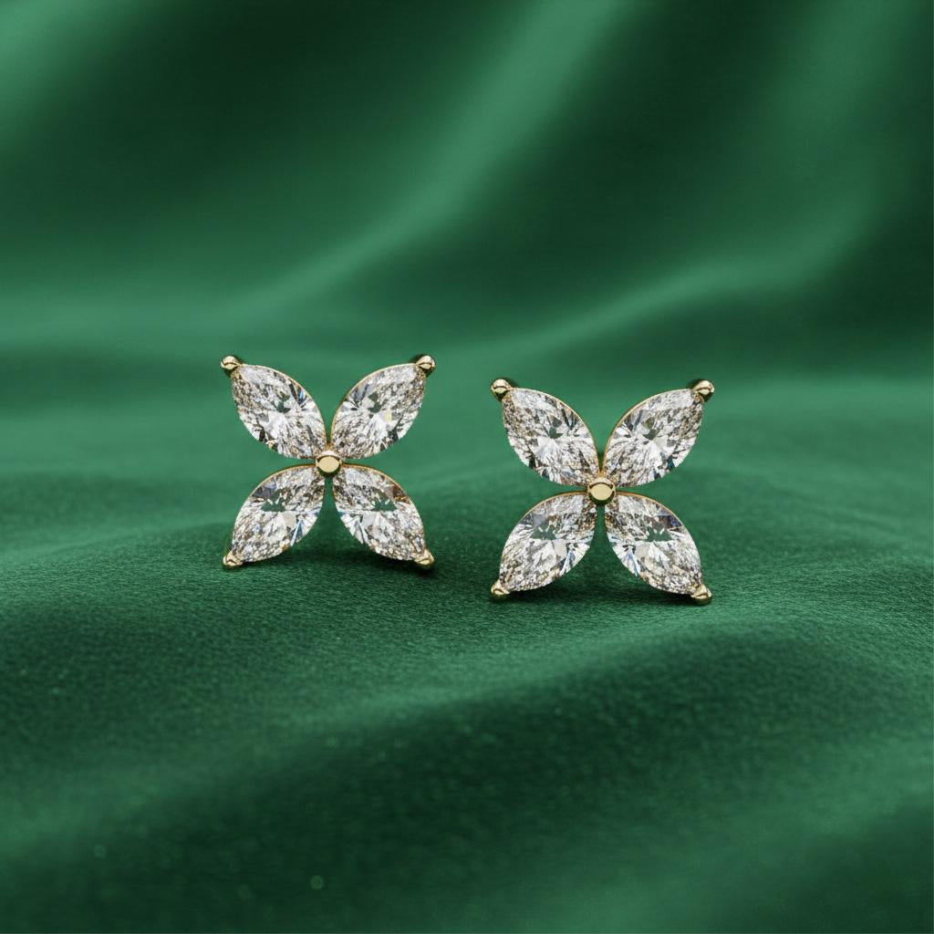 Marquise Floral Earrings Studs Main image