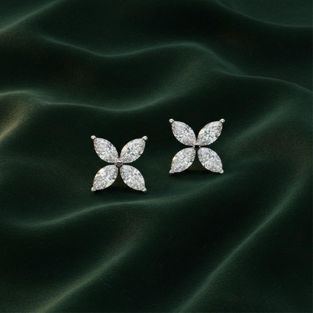 Marquise Floral Earrings Studs Main image