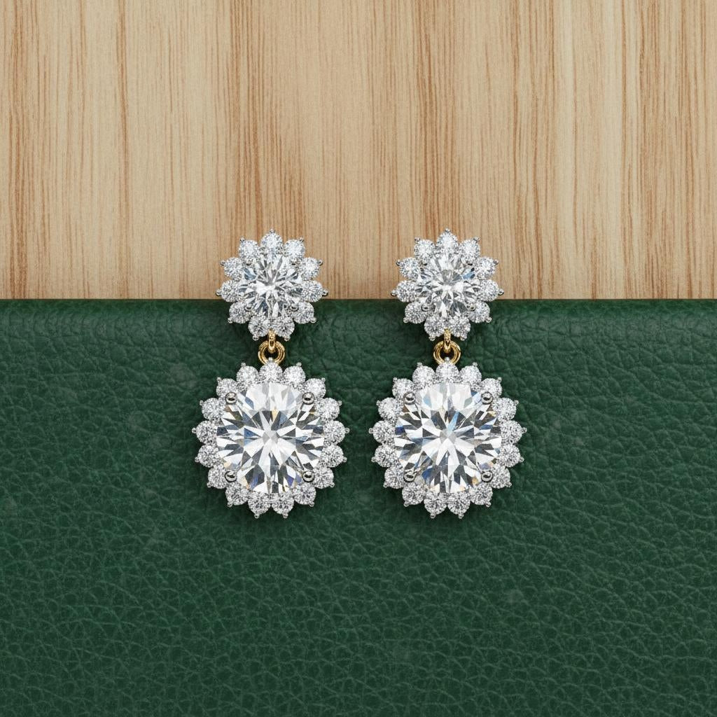 Imperial Bloom Halo Lab-Grown Diamond Earrings Secondary image