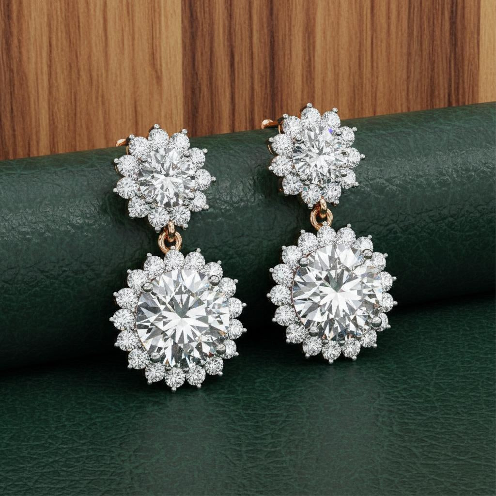 Imperial Bloom Halo Lab-Grown Diamond Earrings Main image