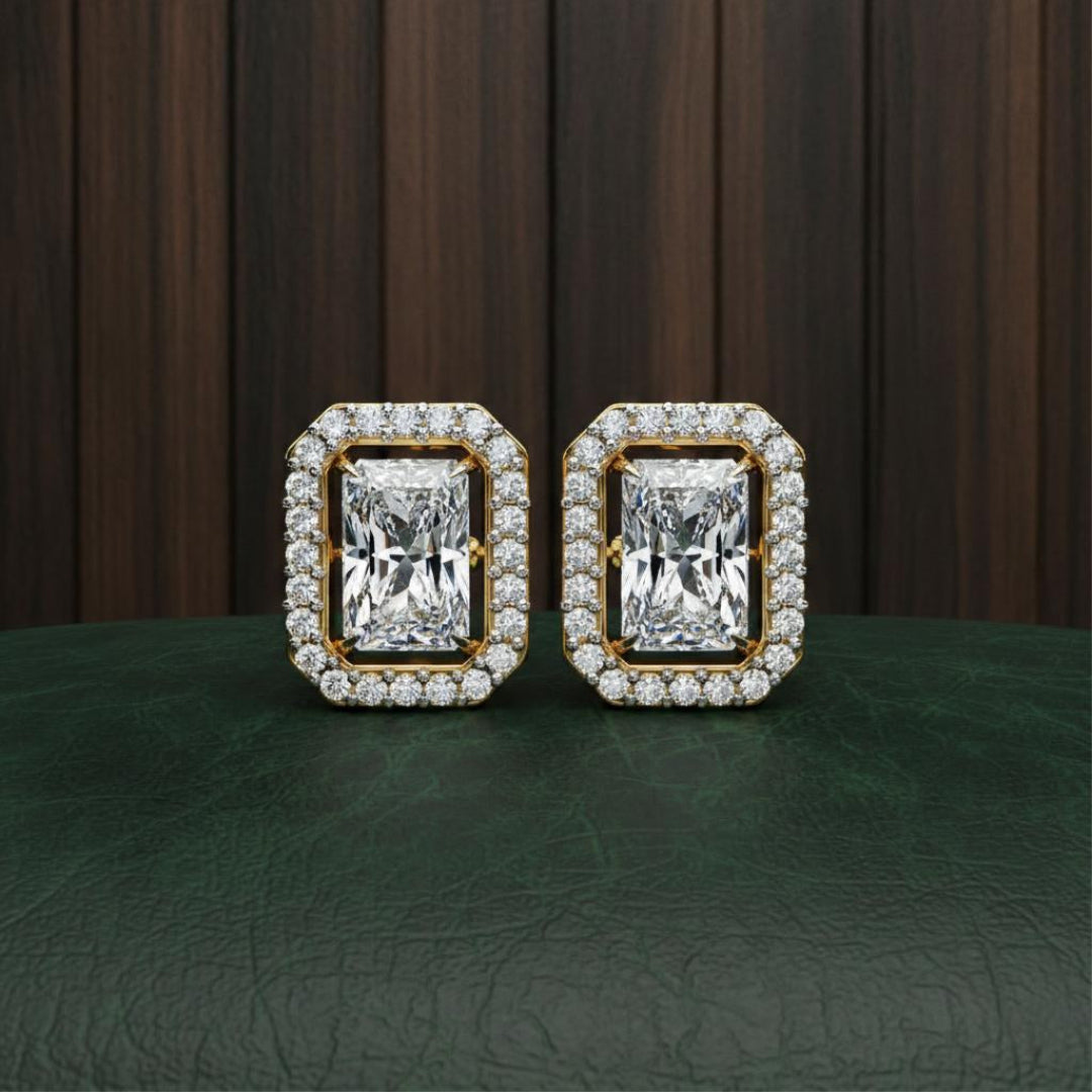 Imperial Radiant Halo Stud Earrings