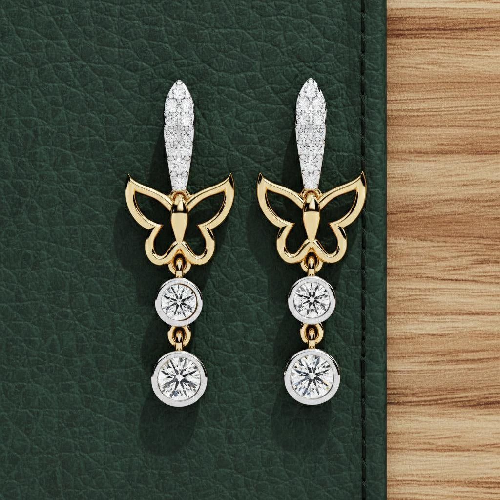 Butterfly Flutter Diamond Drop Earrings