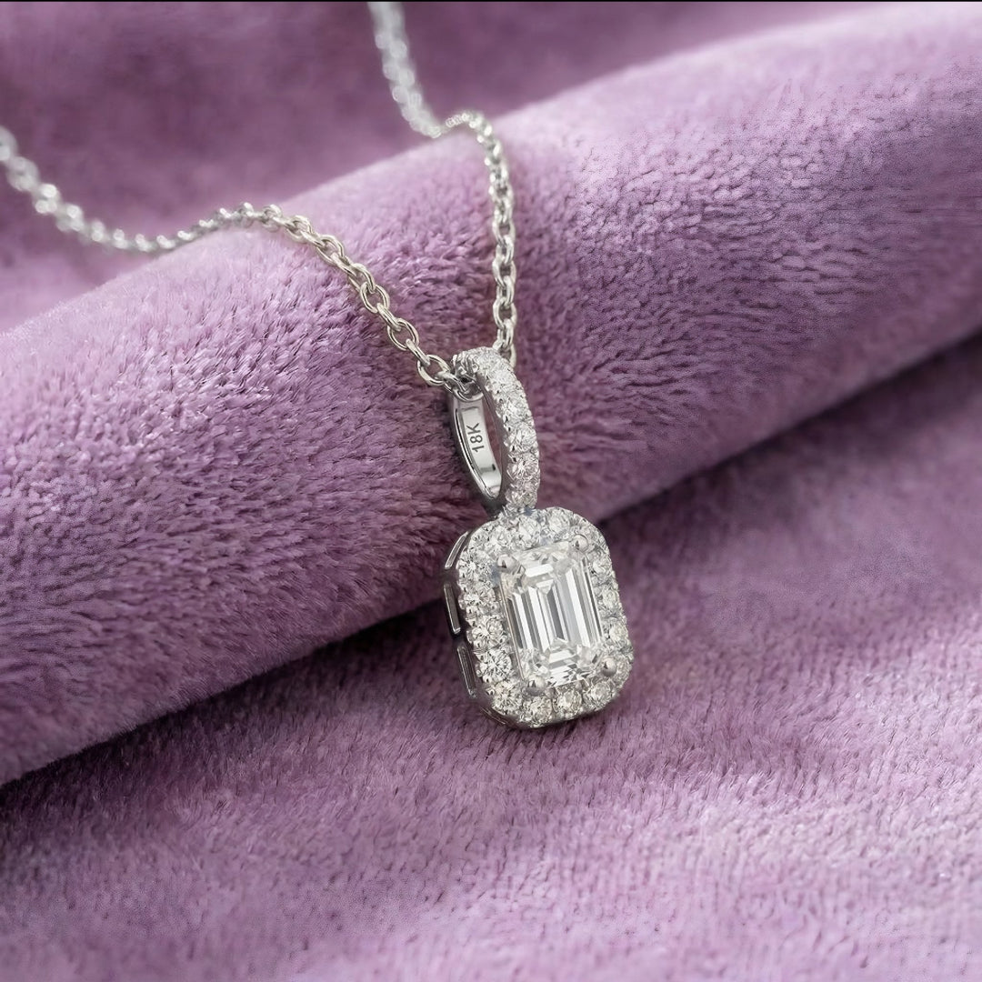 Blush Royale halo emerald Pendant Main image