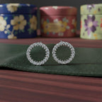 Spark Diamond Circle Stud Earrings