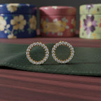 Spark Diamond Circle Stud Earrings