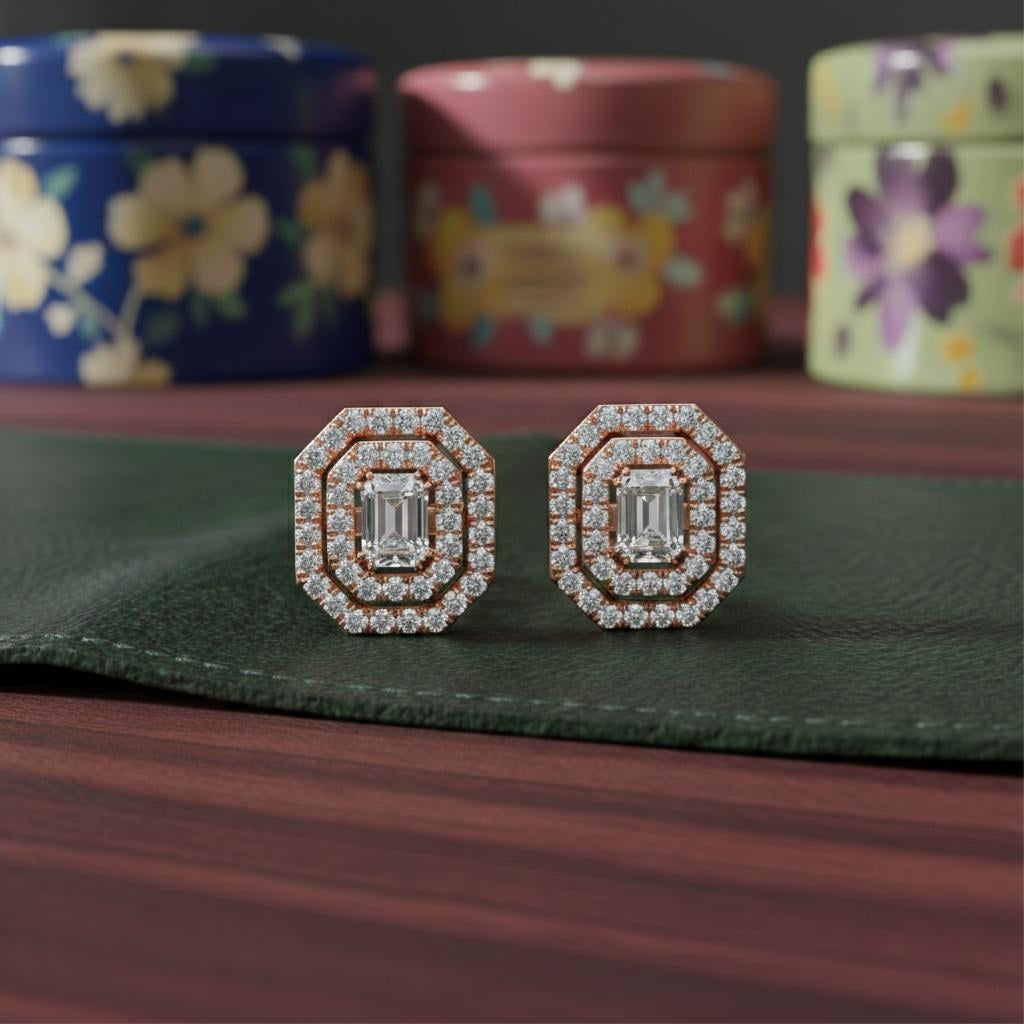 Regalia Emerald Halo Stud Earrings Main image