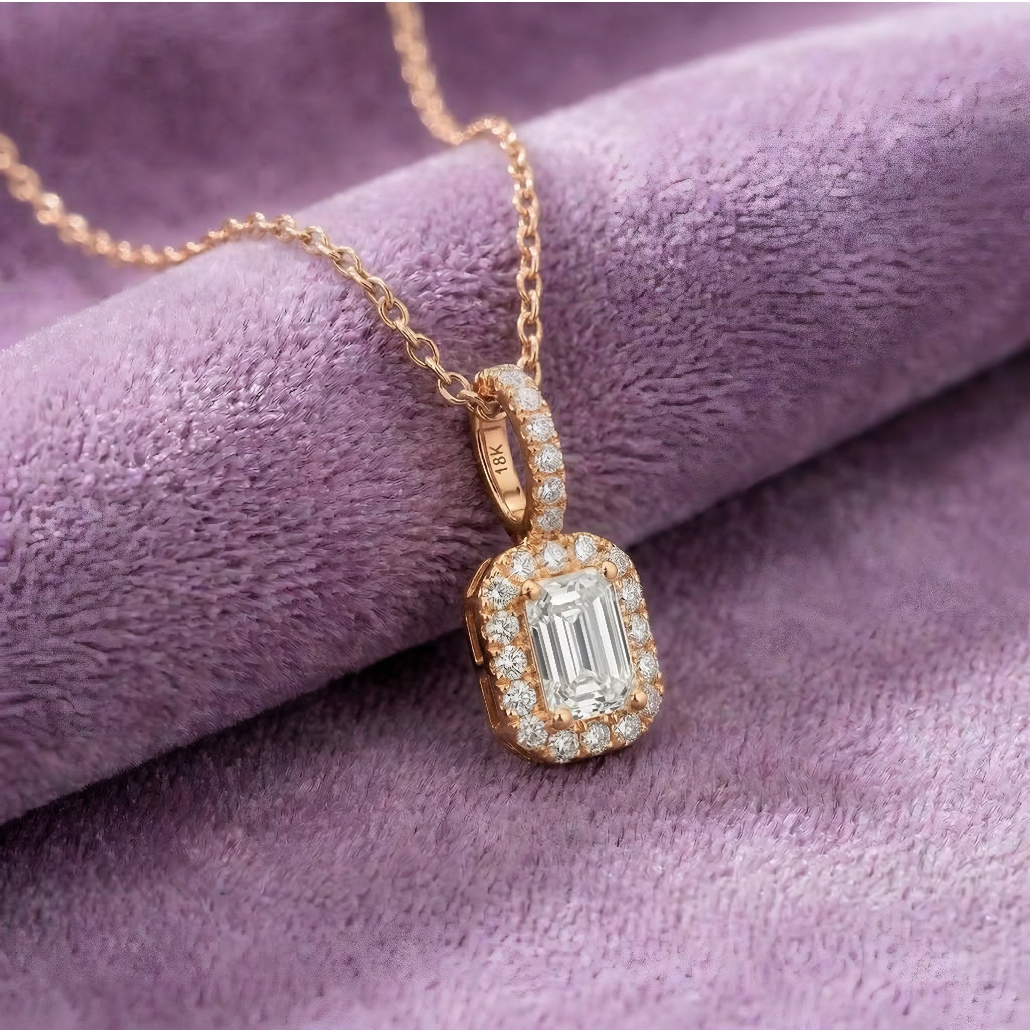 Blush Royale halo emerald Pendant