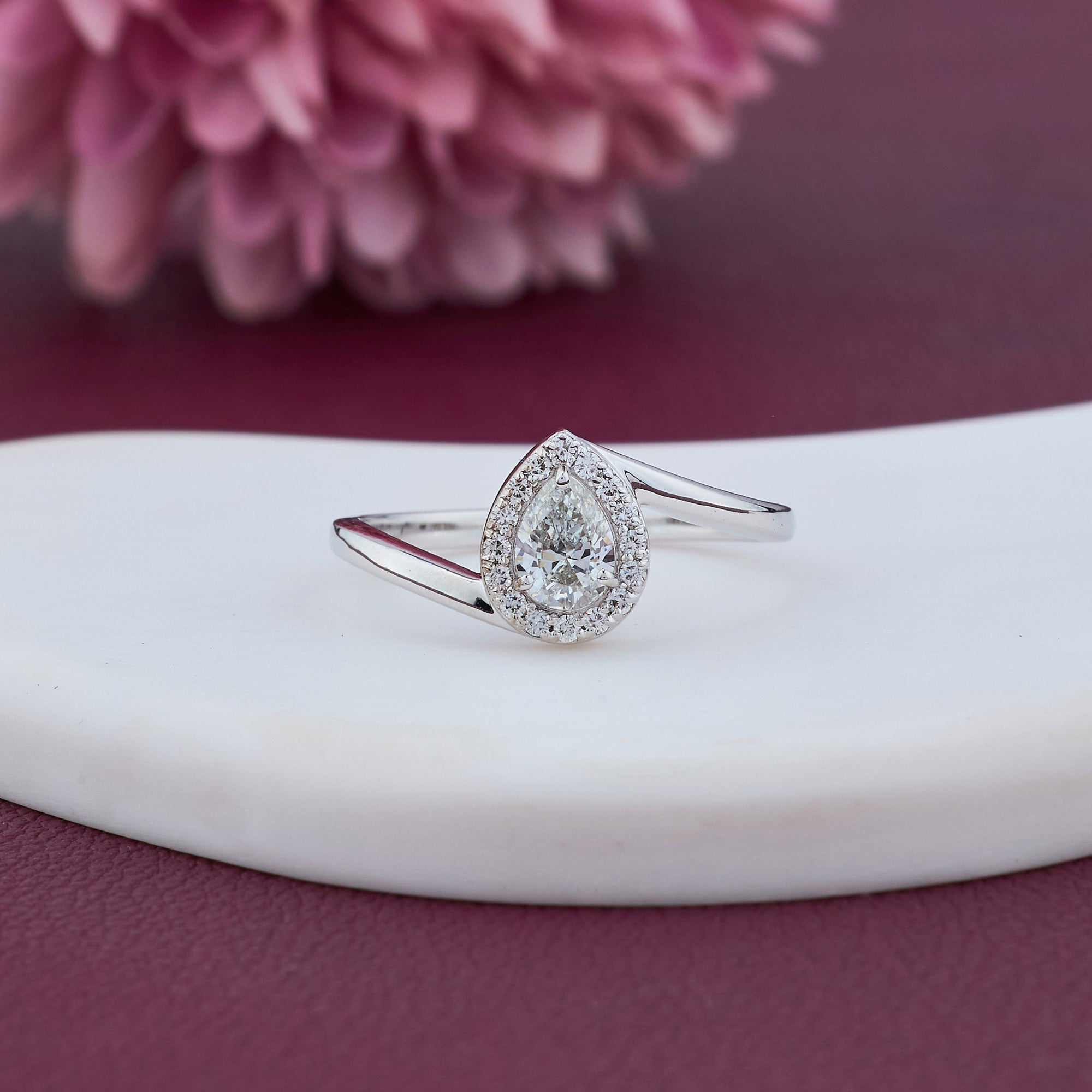 Pear Halo Fancy Ring