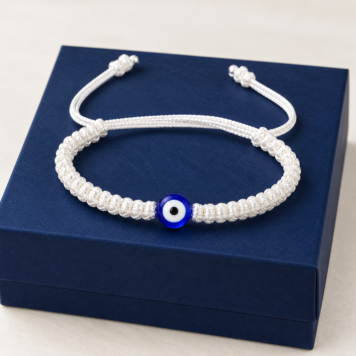 Tulsi Classic White Evil Eye Handcrafted Protection Bracelet