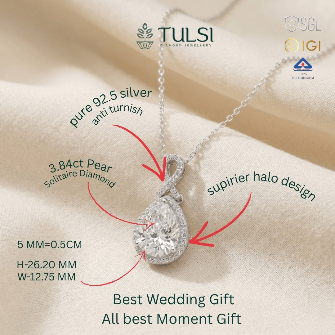 The Serena Pear Halo Pendant
