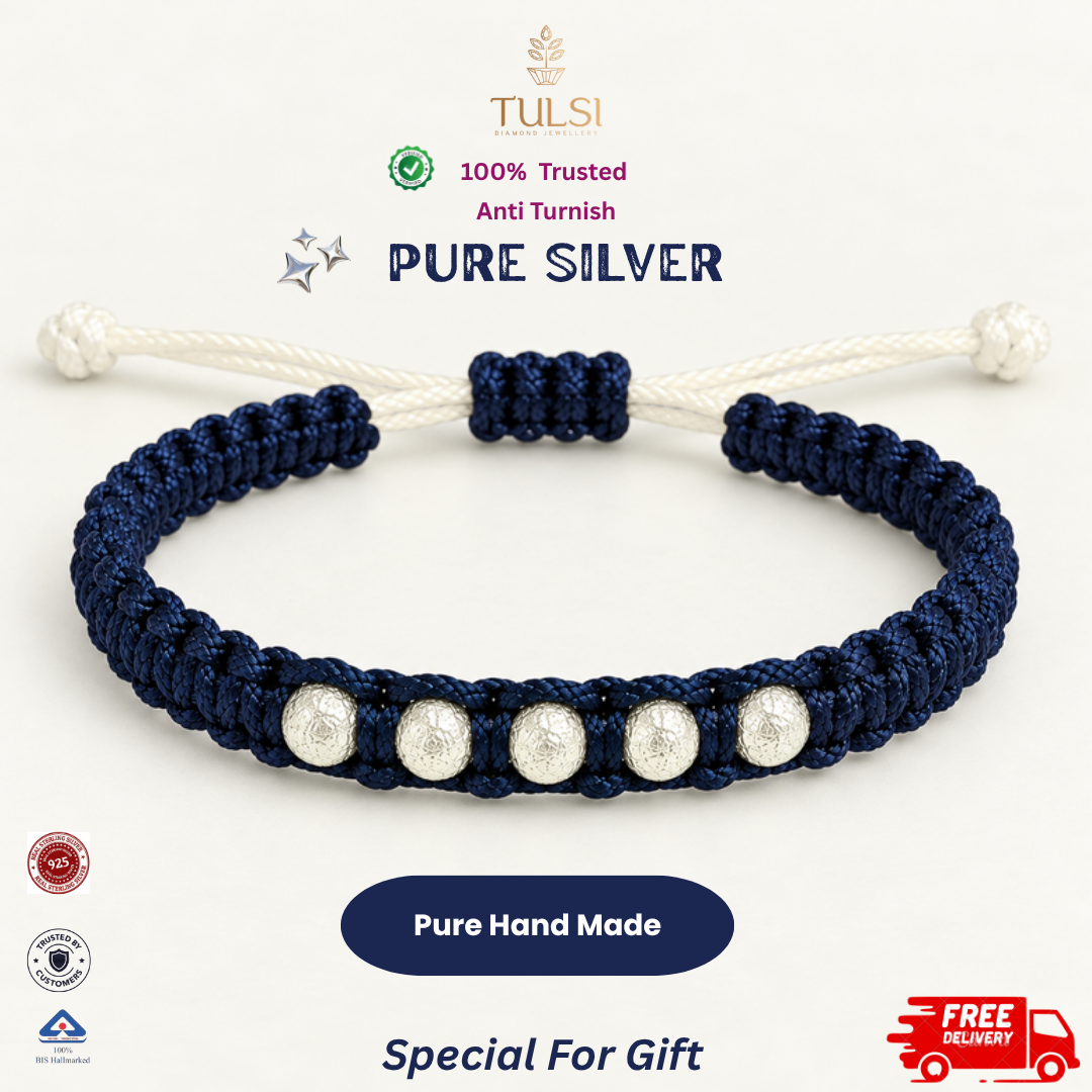 Tulsi Handcrafted Thread Bracelet with Pure Silver Balls