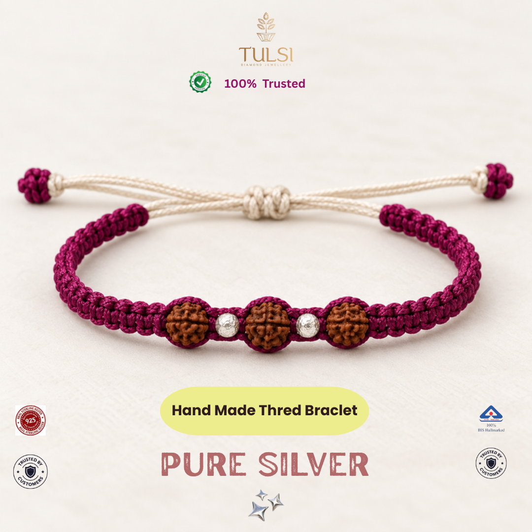 Sacred Rudraksha with Silver Accents Braided