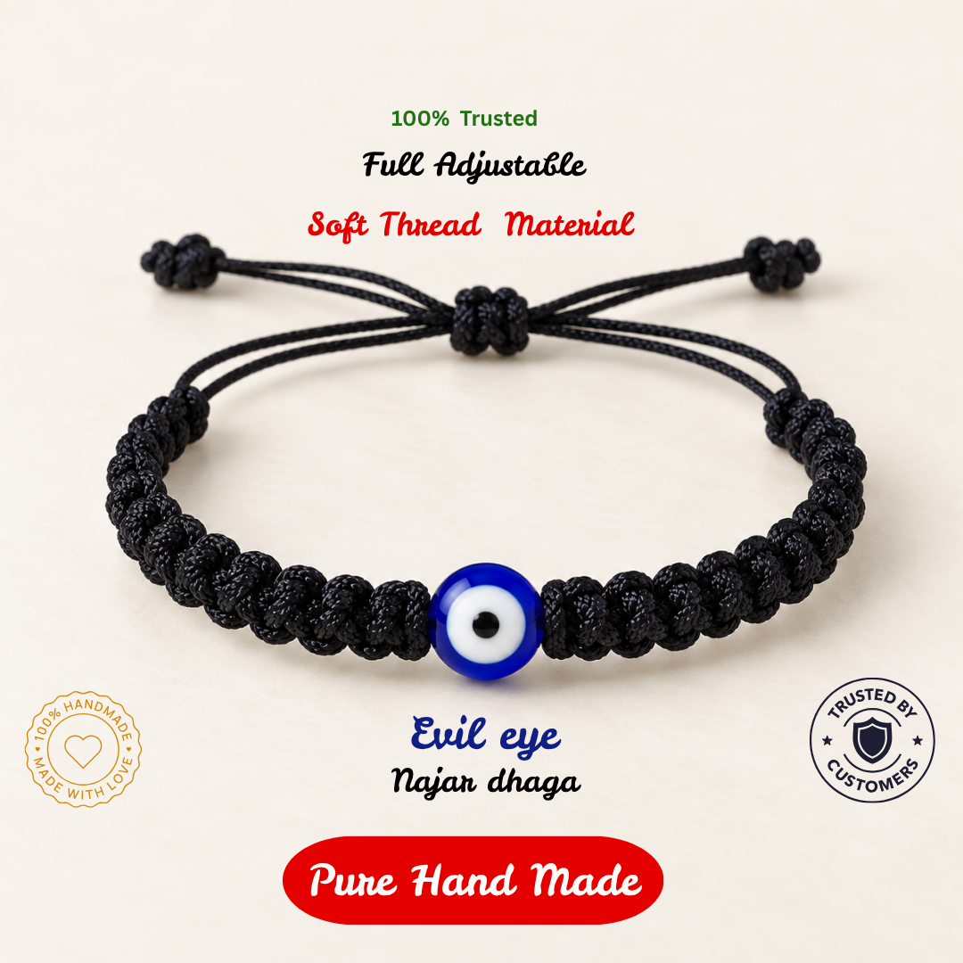 Tulsi Black Evil Eye Nazar Dhaga Woven Thread Bracelet