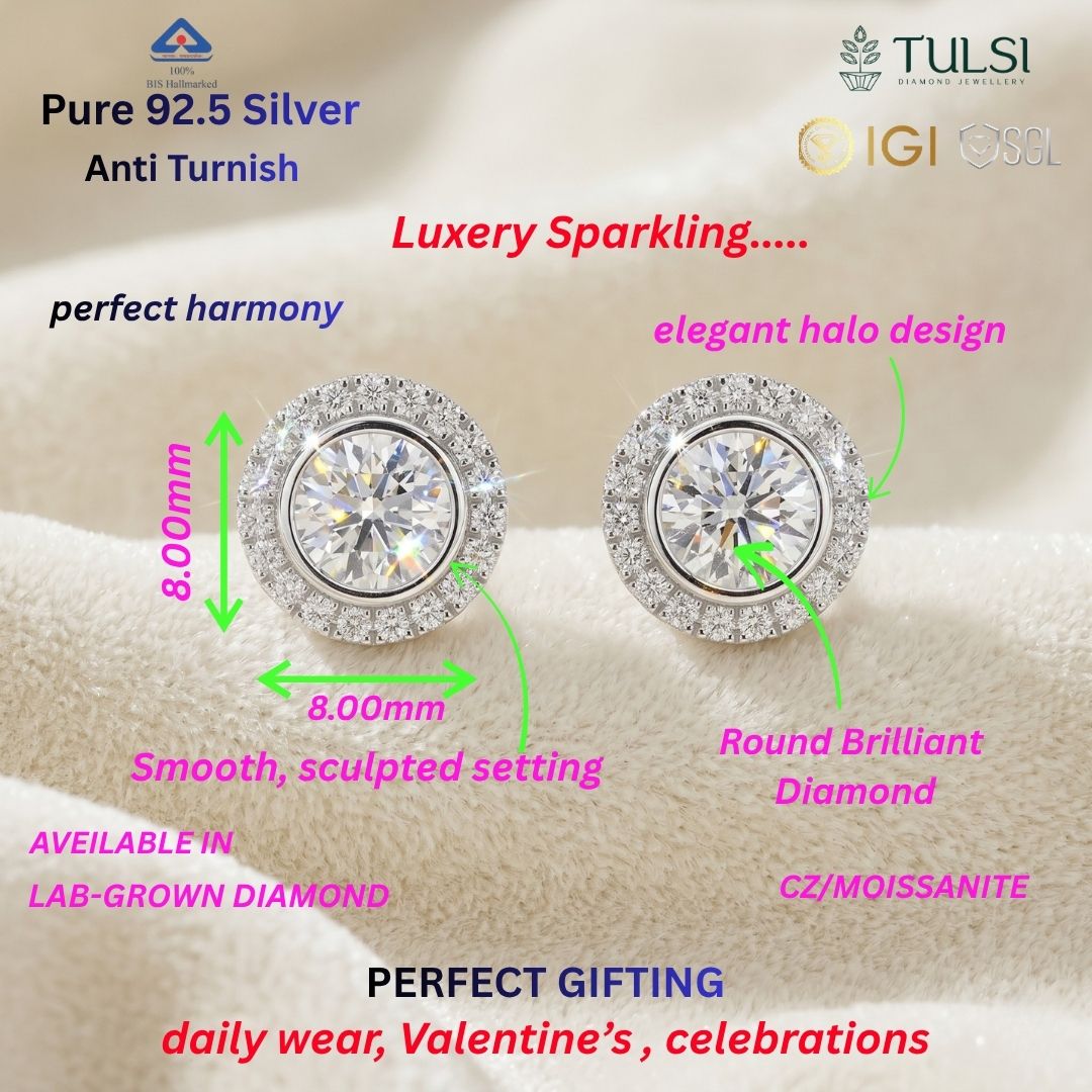 Solitaire Royale Halo Stud Earrings