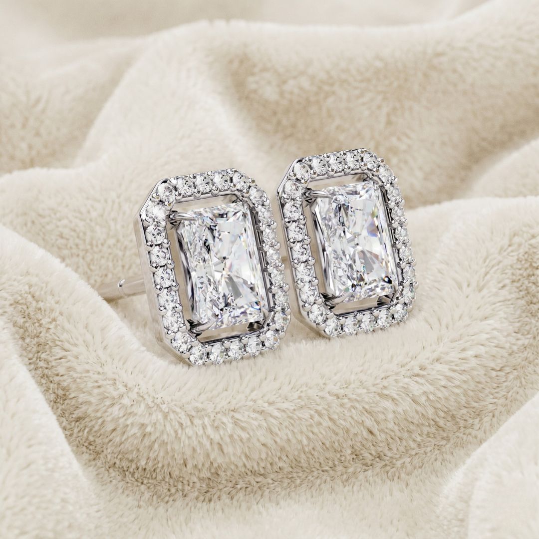 Imperial Radiant Halo Stud Earrings