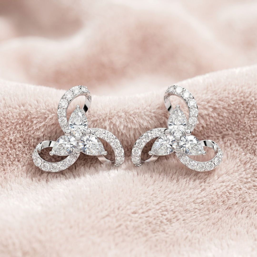 Trinity Pear Diamond Studs