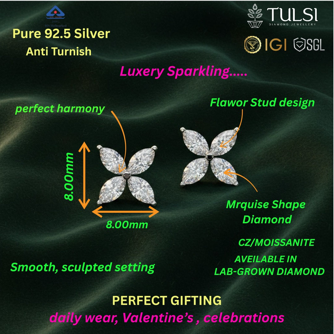 Marquise Floral Earrings Studs
