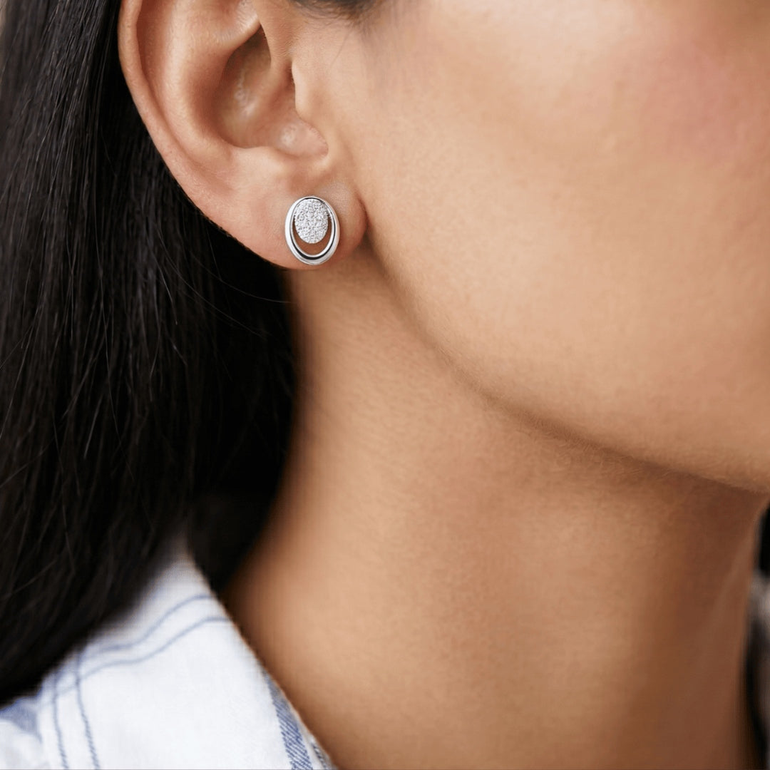 Neeva Oval Halo Earrings Secondary image