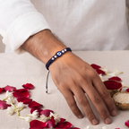 Handmade Pure Silver Evil Eye Bracelet with  Woven Thread