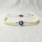 925 Pure Silver Evil Eye Yellow Thread Bracelet | Adjustable Nazar Protection