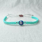 925 Pure Silver Evil Eye Yellow Thread Bracelet | Adjustable Nazar Protection