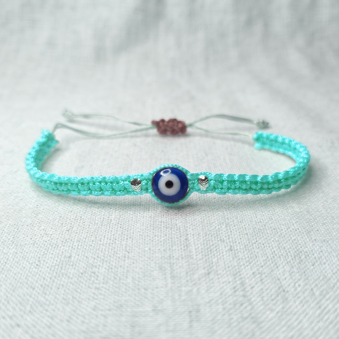 925 Pure Silver Evil Eye Yellow Thread Bracelet | Adjustable Nazar Protection