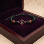 Divine Pure Silver Ganapati & Rudraksha Green Thread Bracelet / Rakhi