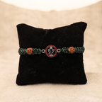 Divine Pure Silver Ganapati & Rudraksha Green Thread Bracelet / Rakhi