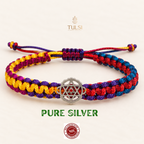 Divine Pure Silver Sri Yantra Multi-Color Thread Bracelet
