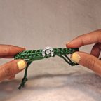 Divine Gada Pure Silver & Green Woven Bracelet/Rakhi