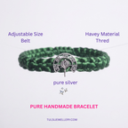Divine Gada Pure Silver & Green Woven Bracelet/Rakhi